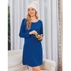 Ekouaer Nightgowns for Women Bamboo Viscose Long Sleeve Sleep Shirts(Peacock Blue)