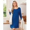 Ekouaer Nightgowns for Women Bamboo Viscose Long Sleeve Sleep Shirts(Peacock Blue)