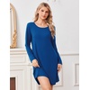 Ekouaer Nightgowns for Women Bamboo Viscose Long Sleeve Sleep Shirts(Peacock Blue)