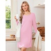 Ekouaer Nightgowns for Women Bamboo Viscose Long Sleeve Sleep Shirts(Pink)