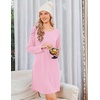 Ekouaer Nightgowns for Women Bamboo Viscose Long Sleeve Sleep Shirts(Pink)
