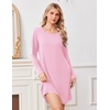 Ekouaer Nightgowns for Women Bamboo Viscose Long Sleeve Sleep Shirts(Pink)