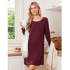 Ekouaer Nightgowns for Women Bamboo Viscose Long Sleeve Sleep Shirts(Red)