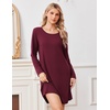 Ekouaer Nightgowns for Women Bamboo Viscose Long Sleeve Sleep Shirts(Red)