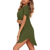 Ekouaer Nightgowns for Women Button Down Sleepshirts V Neck Sleep Dress(Army Green)