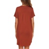 Ekouaer Nightgowns for Women Button Down Sleepshirts V Neck Sleep Dress(Brick Red)