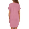 Ekouaer Nightgowns for Women Button Down Sleepshirts V Neck Sleep Dress(Dark Pink)