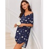 Ekouaer Nightgowns for Women Button Down Sleepshirts V Neck Sleep Dress(Navy Teedy Bear)