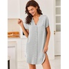 Ekouaer Nightgowns for Women Button Down Sleepshirts V Neck Sleep Dress(Pattern1_striped)