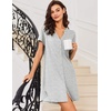 Ekouaer Nightgowns for Women Button Down Sleepshirts V Neck Sleep Dress(Pattern1_striped)