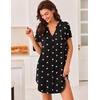 Ekouaer Nightgowns for Women Button Down Sleepshirts V Neck Sleep Dress(Pink Heart)