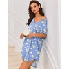 Ekouaer Nightgowns for Women Button Down Sleepshirts V Neck Sleep Dress(Teddy Blue)