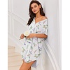 Ekouaer Nightgowns for Women Button Down Sleepshirts V Neck Sleep Dress(Whiter Flower)