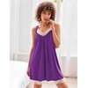 Ekouaer Nightgowns for Women Lace Trim V Neck Night Gowns for Adult Women(Aubergine Purple)