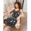 Ekouaer Nightgowns for Women Lace Trim V Neck Night Gowns for Adult Women(Black Moon Print)