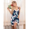 Ekouaer Nightgowns for Women Lace Trim V Neck Night Gowns for Adult Women(Blue Leaves)