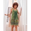 Ekouaer Nightgowns for Women Lace Trim V Neck Night Gowns for Adult Women(Boho Green Floral)