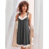Ekouaer Nightgowns for Women Lace Trim V Neck Night Gowns for Adult Women(Dark Grey)
