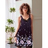 Ekouaer Nightgowns for Women Lace Trim V Neck Night Gowns for Adult Women(Deep Purple Floral)