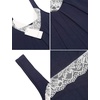 Ekouaer Nightgowns for Women Lace Trim V Neck Night Gowns for Adult Women(Navy Blue)