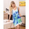 Ekouaer Nightgowns for Women Lace Trim V Neck Night Gowns for Adult Women(Tie Dye Blue)