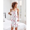 Ekouaer Nightgowns for Women Lace Trim V Neck Night Gowns for Adult Women(White Flower)