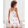 Ekouaer Nightgowns for Women Lace Trim V Neck Night Gowns for Adult Women(White Flower)