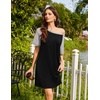 Ekouaer Nightgowns for Women Short Sleeve Sleep Shirts Raglan Night Shirt(Black 2)