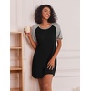 Ekouaer Nightgowns for Women Short Sleeve Sleep Shirts Raglan Night Shirt(Black 2)