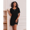 Ekouaer Nightgowns for Women Short Sleeve Sleep Shirts Raglan Night Shirt(Black)