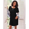 Ekouaer Nightgowns for Women Short Sleeve Sleep Shirts Raglan Night Shirt(Black)