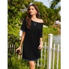 Ekouaer Nightgowns for Women Short Sleeve Sleep Shirts Raglan Night Shirt(Black)