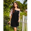 Ekouaer Nightgowns for Women Short Sleeve Sleep Shirts Raglan Night Shirt(Black Pink Floral)