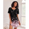 Ekouaer Nightgowns for Women Short Sleeve Sleep Shirts Raglan Night Shirt(Cherry Blossoms)
