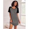Ekouaer Nightgowns for Women Short Sleeve Sleep Shirts Raglan Night Shirt(Dark Grey2)