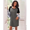 Ekouaer Nightgowns for Women Short Sleeve Sleep Shirts Raglan Night Shirt(Dark Grey2)