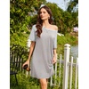 Ekouaer Nightgowns for Women Short Sleeve Sleep Shirts Raglan Night Shirt(Grey Striped)