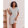 Ekouaer Nightgowns for Women Short Sleeve Sleep Shirts Raglan Night Shirt(Grey Striped)