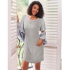 Ekouaer Nightgowns for Women Short Sleeve Sleep Shirts Raglan Night Shirt(Grey Striped)