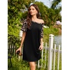 Ekouaer Nightgowns for Women Short Sleeve Sleep Shirts Raglan Night Shirt(Leopard)
