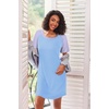 Ekouaer Nightgowns for Women Short Sleeve Sleep Shirts Raglan Night Shirt(Light Blue)