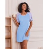Ekouaer Nightgowns for Women Short Sleeve Sleep Shirts Raglan Night Shirt(Light Blue)