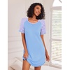 Ekouaer Nightgowns for Women Short Sleeve Sleep Shirts Raglan Night Shirt(Light Blue)