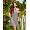 Ekouaer Nightgowns for Women Short Sleeve Sleep Shirts Raglan Night Shirt(Light Grey2)