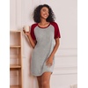 Ekouaer Nightgowns for Women Short Sleeve Sleep Shirts Raglan Night Shirt(Light Grey2)