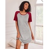 Ekouaer Nightgowns for Women Short Sleeve Sleep Shirts Raglan Night Shirt(Light Grey2)