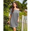Ekouaer Nightgowns for Women Short Sleeve Sleep Shirts Raglan Night Shirt(Medium Grey)