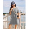 Ekouaer Nightgowns for Women Short Sleeve Sleep Shirts Raglan Night Shirt(Medium Grey)