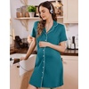 Ekouaer Nursing Nightgown Labor and Delivery Gown Maternity Pajamas Dress(Blue Green)