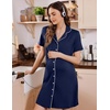 Ekouaer Nursing Nightgown Labor and Delivery Gown Maternity Pajamas Dress(Navy Blue)